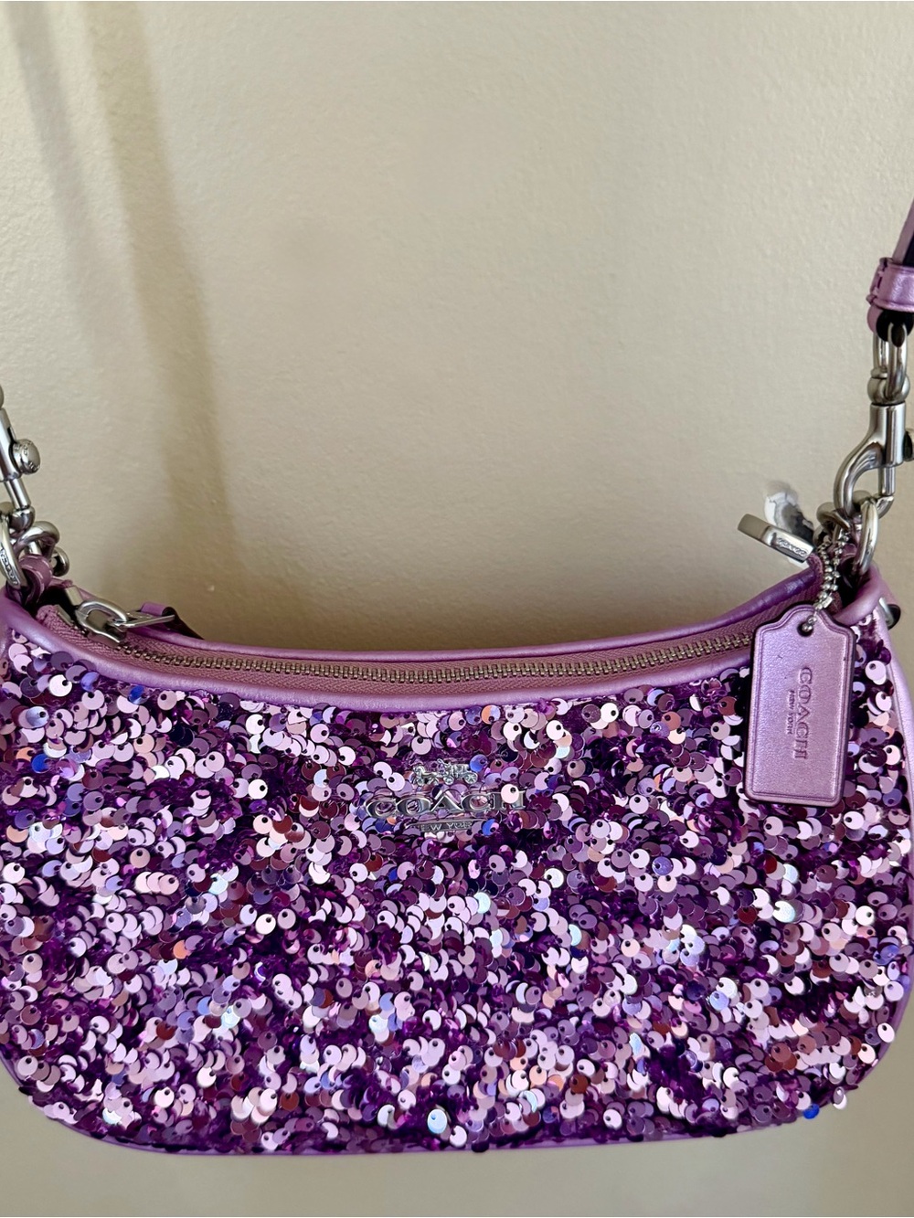 Coach Lavender Purple Sequin Mini Shoulder Bag